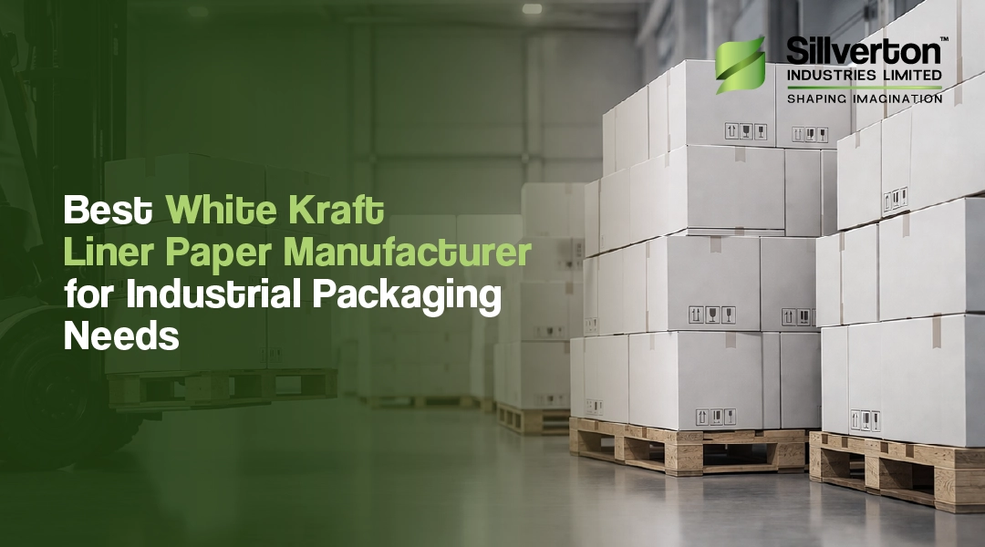 White Kraft Liner Paper rolls used for durable industrial corrugated packaging and kraft top liner applications by Sillverton Industries Limited.